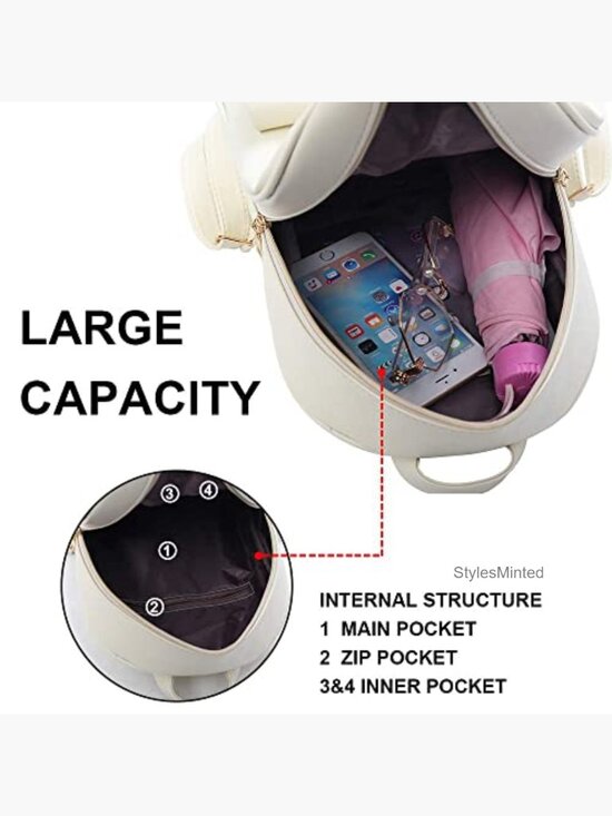 Mini PU Leather Backpack Purse Set - 3 Piece Daypack Travel Bag main image 7
